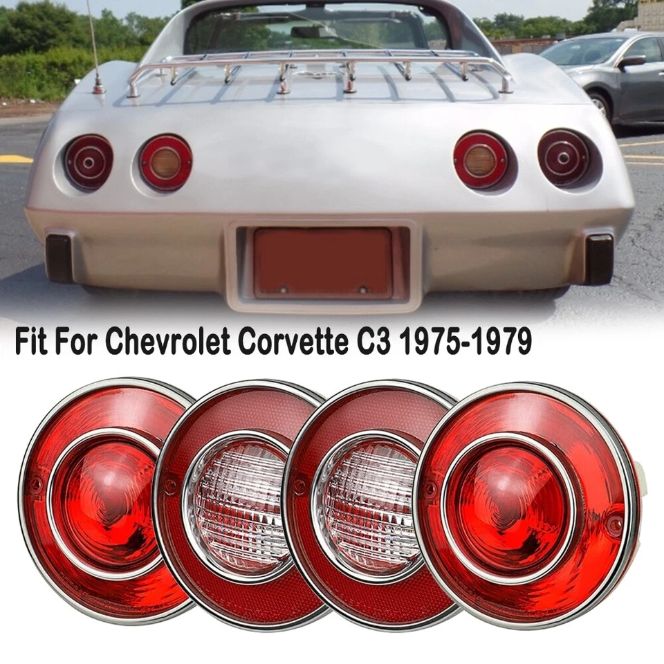 4x Rear Tail Light Backup Lamp Housing Lens For 1975-1979 Chevrolet Corvette C3 - Image 1 of 4