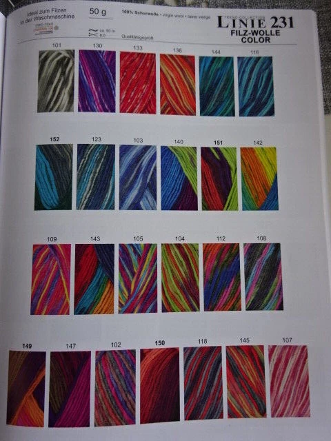 (€ 63,--/kg) Linie 231 Filzwolle Color -  viele Farben - zum Strickfilzen ONline - Bild 1 von 1