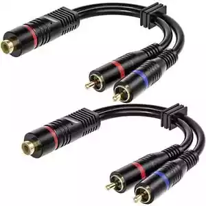 Divisor RCA Y, paquete de 2 adaptadores divisor de cable RCA hembra a doble macho RCA, 8 Inc - Imagen 1 de 7