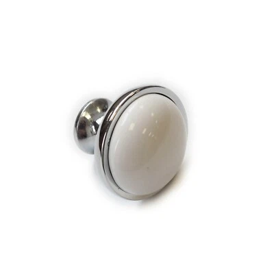 Kitchen Cupboard Knob Polished Chrome Gloss White 34mm Cabinet Door Drawer Pull - Image 1 of 4