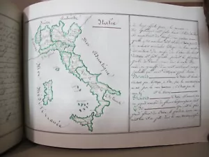 MANUSCRIPT Geography Maps Handwritten Drawn Color Outlines ANTIQUE BOOK Old - Picture 1 of 15