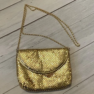 Bolso de Noche de Malla Dorada de Colección Bolso con Embrague Glam Ostentoso Correa de Cadena Discoteca - Imagen 1 de 6