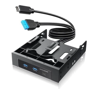 20Gbps USB-C Front-Panel in 5,25 Zoll + 2x USB-A Port, USB-HUB + Einbau 2x 2,25" - Bild 1 von 12