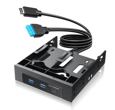 Frontpanel USB-HUB Einbaurahmen 2,5" SSD 3,5" HDD in 5,25 Zoll PC Schacht 20Gbps - Bild 1 von 4