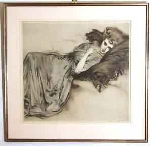 Georg Sturm Limited Edition antique etching lithograph reclining lady Dutch art - Picture 1 of 4