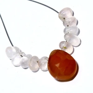 Carnelian Rose Quartz Faceted Pear Bead Briolette Natural Loose Gemstone Jewelry - Picture 1 of 5