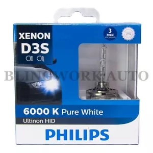 (PAIR) PHILIPS D3S Ultinon Xenon HID 6000K Pure White Headlight Bulb 42V 35W - Foto 1 di 24