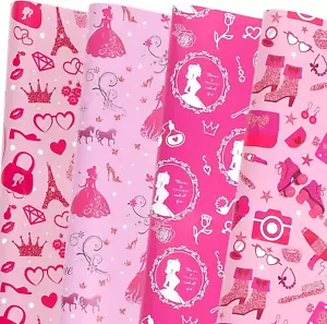 8 Sheets Girl Wrapping Paper 50X70Cm Hot Pink Girl Party Gift Wrap Paper Pink Bi - Picture 1 of 7