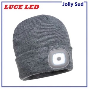 Berretto con Luce Led Ricaricabile Cappello Invernale Escursioni da Corsa Grigio - Foto 1 di 3