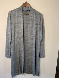 LAND'S END Women's Long Sleeve Open Front Long Tunic Cardigan M Green - Foto 1 di 6