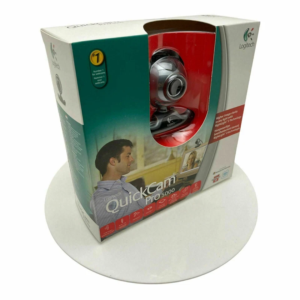 LOGITECH Quickcam Webcam Pro 5000 & Built in Mic Zoom Skype Teams Calls Office - Image 1 of 4