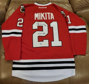Stan Mikita signed Chicago Blackhawks jersey HOF 83 Auto Beckett BAS - Picture 1 of 5