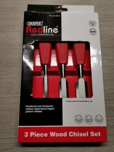 WOOD CHISEL SET 3 PIECE HEAVY DUTY DRAPER REDLINE STOCK NO 68472 - Picture 1 of 1