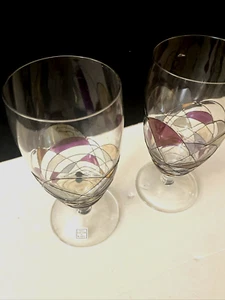Vasos de agua Euroglass Rumania Milano remolino pintados a mano boca soplada - Imagen 1 de 6