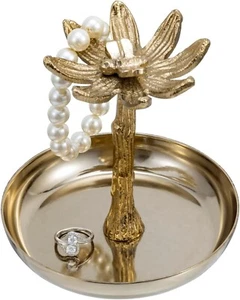 Tabletop Brass Metal Jewelry Bracelet Display Stand w/ Ring Tray Earring Holder - Picture 1 of 7
