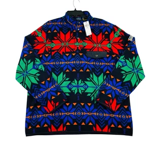 Neu mit Etikett Polo Ralph Lauren Herren Gr. XL Schneeflocke angerautes Fleece 1/4 Druckknopf Urlaub - Bild 1 von 12