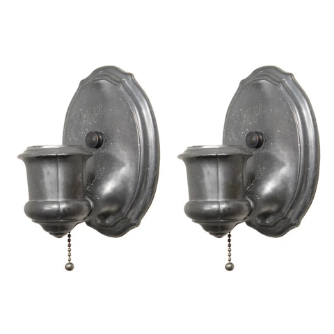 Pair of Antique Pewter Single-Arm Sconces, NSP1647 Cover