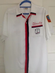 Vintage 50's CROWN PRINCE Rayon Gabardine Embroidered Bowling Shirt - Picture 1 of 12