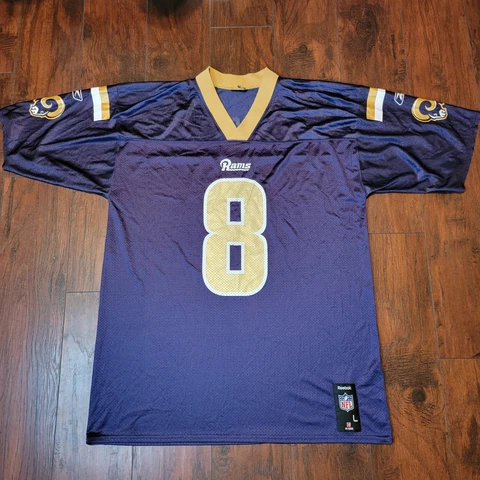St Louis Rams NFL Football Reebok Mens Jersey Sam Bradford #8 Blue Sz Large Cover