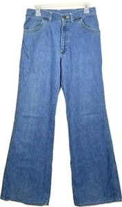 Vintage Lee Damenjeans 70er Jahre hochtailliert Flare Lee 32x31 Denim 100 % Baumwolle USA - Bild 1 von 7