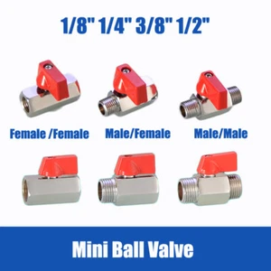 1/8" 1/4" 3/8" 1/2"Red Mini Ball Valve Stainless Steel Ball Valve Male to Female - Picture 1 of 15