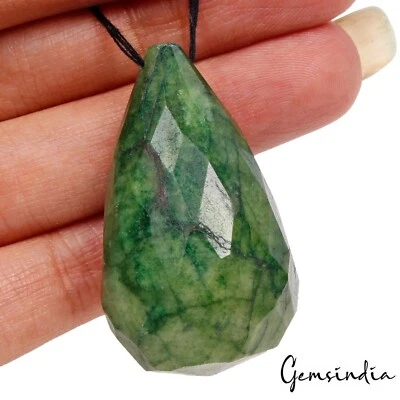 Gemas Briolette Corte Caída Pera Esmeralda Brasileña Natural 120 Ct Certificadas Foto 1 de 4