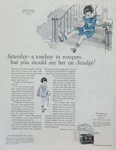 1926 P & G White Naphtha Soap Vintage Print Ad 1920s Girl Tomboy Toy Rabbit - Picture 1 of 1