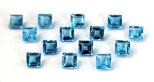 Topazio blu svizzero naturale 5 mm forma quadrata taglio sfaccettato pietra preziosa sciolta 20 pz - Foto 1 di 6