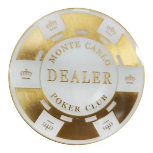 Monte Carlo White Gold Dealer Button Metal Matching for Monte Carlo Poker Chips - Picture 1 of 6