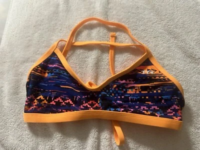 TYR Durafast Athletic Swim Bikini Top Orange Blue Size S 4/6 - Image 1 of 2