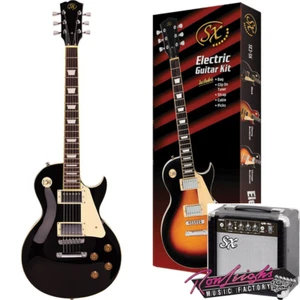 SX PKSE3SKB 'LP' Style Electric Guitar Pack in Black with Amplifier - Picture 1 of 1