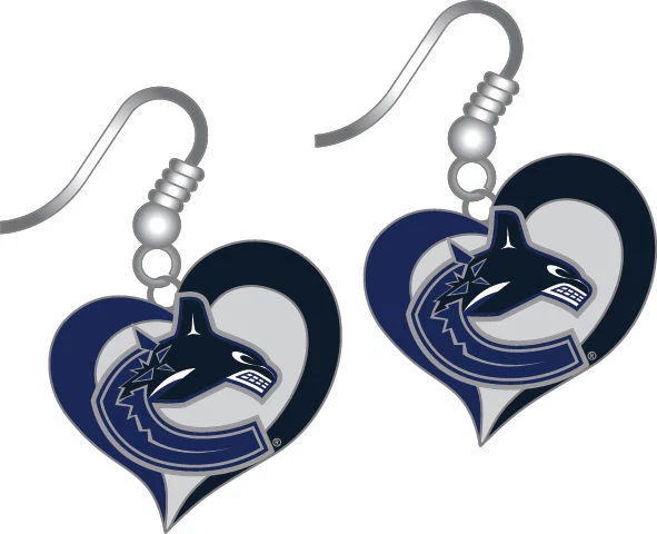 Aminco NHL Vancouver Canucks Swirl Heart Earrings