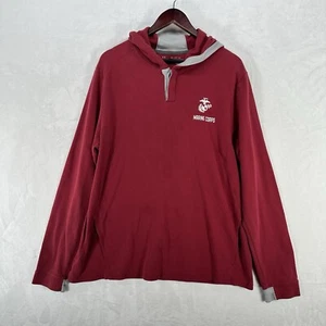 Vintage Marines Shirt Mens 2XL Red Thermal Long Sleeve Distressed Hooded - Picture 1 of 12