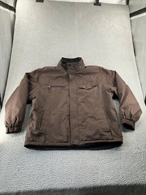 Izod 运动夹克男式 2XL 棕色滑雪滑雪板抓绒衬里全拉链领 — 第 1/4 张图片