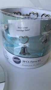 Wilton 20 Ct. Favor Kit Metal Wedding Bells with White Bows and Name Cutout - Picture 1 of 8