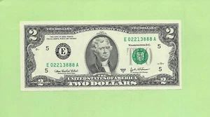 2003A ..UNCIRC $2 F 0221 3888 A .... 2003A $2 E-A NICE NOTE 22 & 888 - Picture 1 of 2