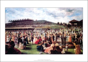 Impresión artística del día de la Copa Flemington en Melbourne - Carl Kahler 1887 - Póster de 3 tamaños - Imagen 1 de 4