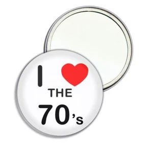 The 70's I Love Heart Round Mirror Pocket Compact (55mm or 77mm) - Picture 1 of 6