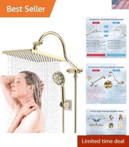 High-Pressure 10-Inch Rainfall and Handheld Shower Set with Elegant Brass Finish - Picture 1 of 11