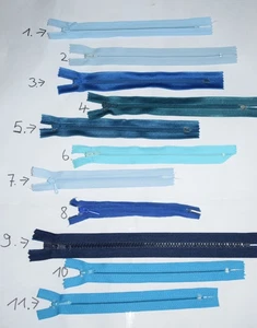 Spiralen REIßVERSCHLUSS nicht teilbar Länge ab ca. 16 CM bis ca. 29 CM Blau Töne - Bild 1 von 12