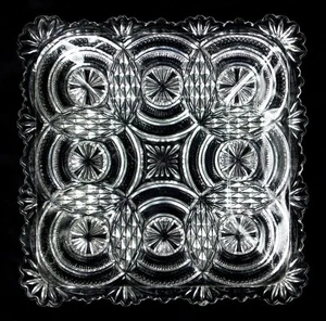 EAPG Glas BANKETT Medaillon Sunburst QUADRATISCHE TELLER Bryce Higbee 1897 - Bild 1 von 5