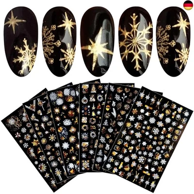 BESUCHE DEN JMEOWIO-STORE JMEOWIO Nagelsticker Weihnachten, 8 Blätter Nagelaufkleber Selbstklebend Nagel