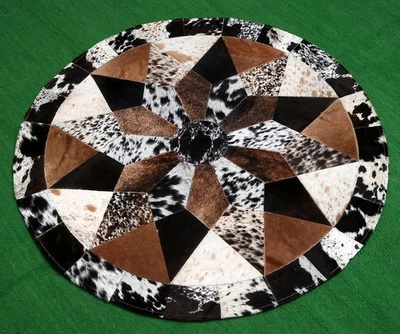 Cowhide Round Patchwork Carpet Handmade Cowhide Carpet  (36"x36")Home Décor 5876 - Image 1 of 4