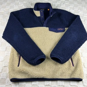 Orvis Men's 1/4 Snap Pullover Sweater Size Medium with Pockets Navy and Beige - Picture 1 of 12