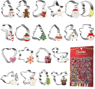 20 Stück Mini Ausstechformen Weihnachten, Edelstahl Keksausstecher - Bild 1 von 4