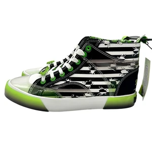 Zapatillas altas Ground Up Beetlejuice para hombre talla 7 negras blancas verdes Halloween - Imagen 1 de 12