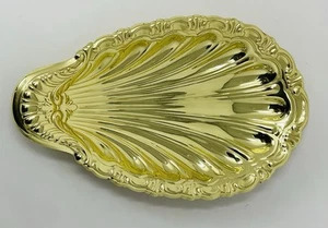 Baldwin Brass Fleur De Lis Trinket Tray Hollywood Regency MCM Shiny Gold - Picture 1 of 12