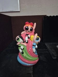2000 Powerpuff Girls Cookie Jar Buttercup Blossom Bubbles Flying Fighting Evil - Picture 1 of 8