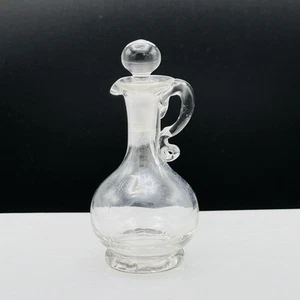 Vintage Klarglas Öl Essig Kruzifix Glas Stopfen SM Ätherisches Öl Karaffe 4" - Bild 1 von 10