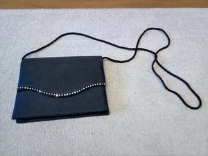 Original 1980s Barratts Satin Evening Bag with Diamante Trim. Excellent Cond. - Picture 1 of 6